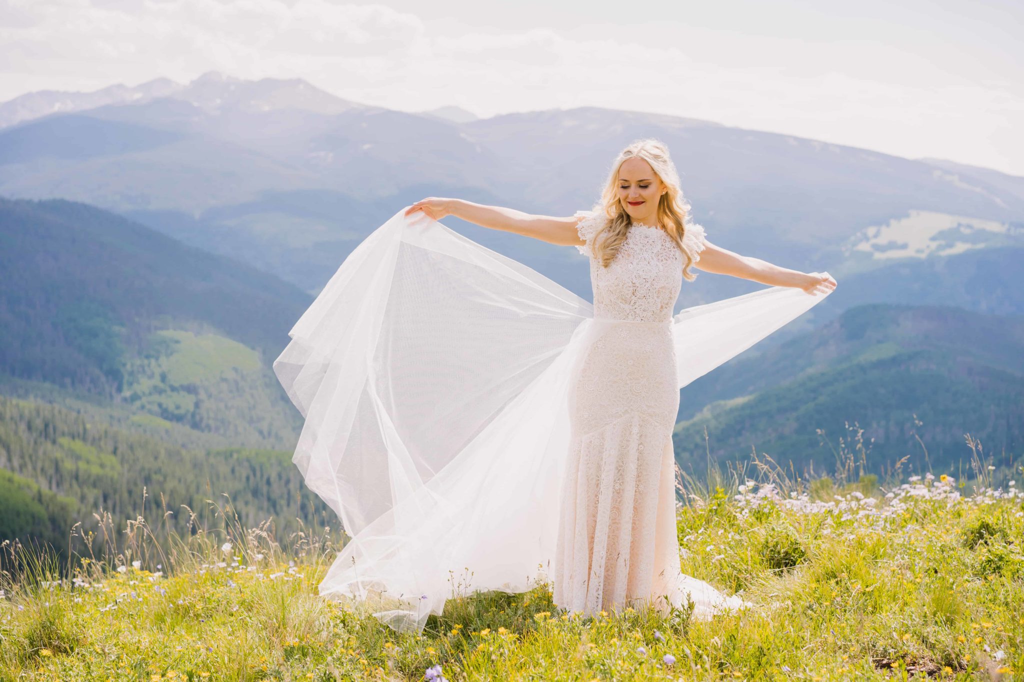 The bride on her wedding day in Colorado